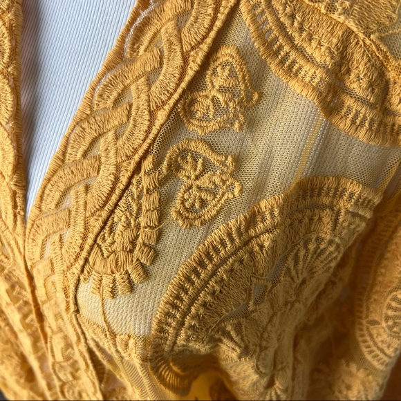 Umgee Mustard Yellow Embroidered Boho Duster - Picture 7 of 13